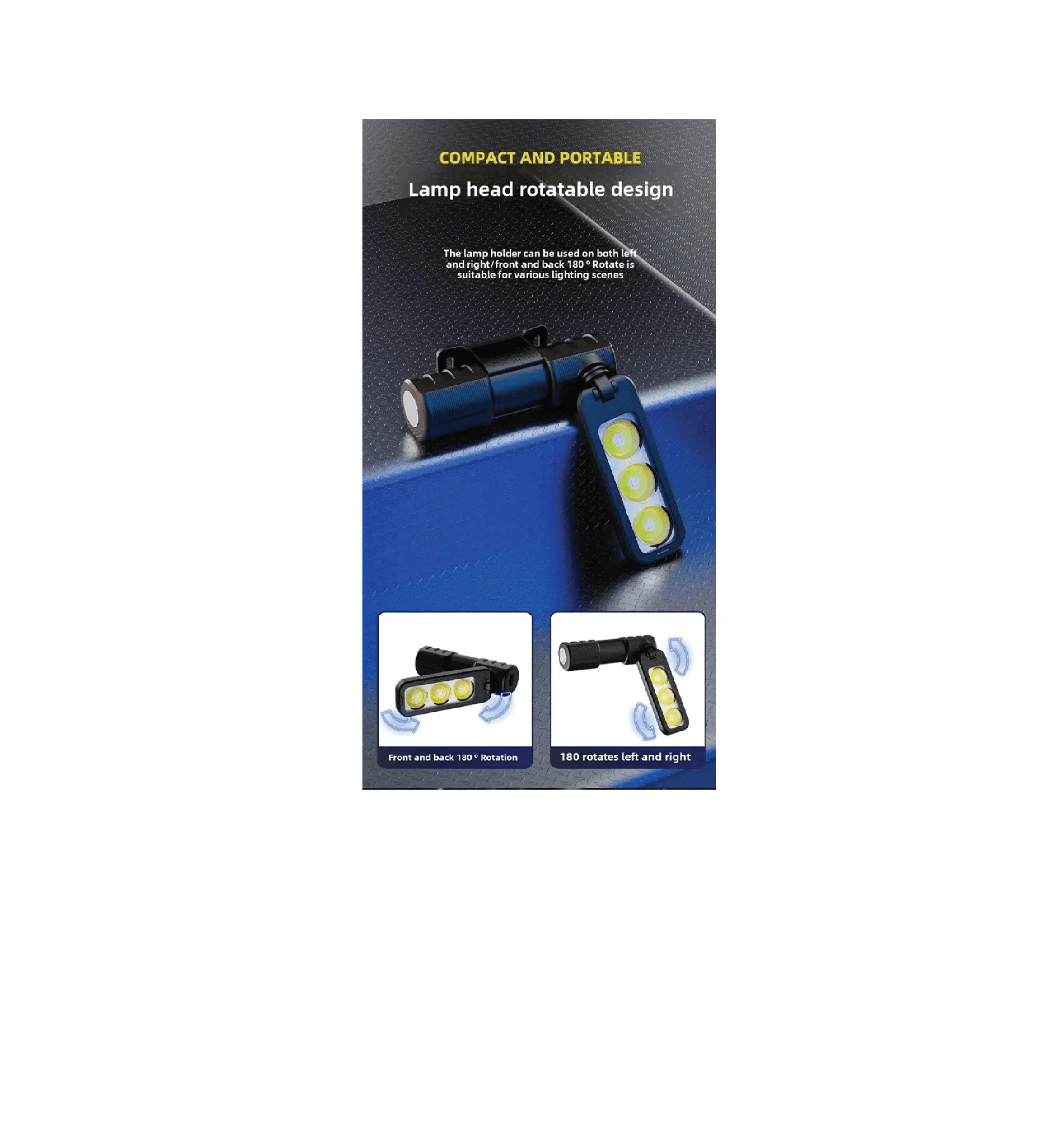 Lampe de tête frontale et baladeuse a main 3 LED