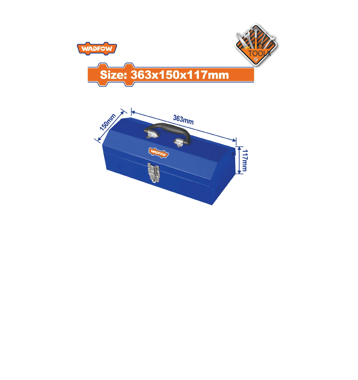 Caisse a outils metallique 363x150x117mm WADFOW WTB8A11