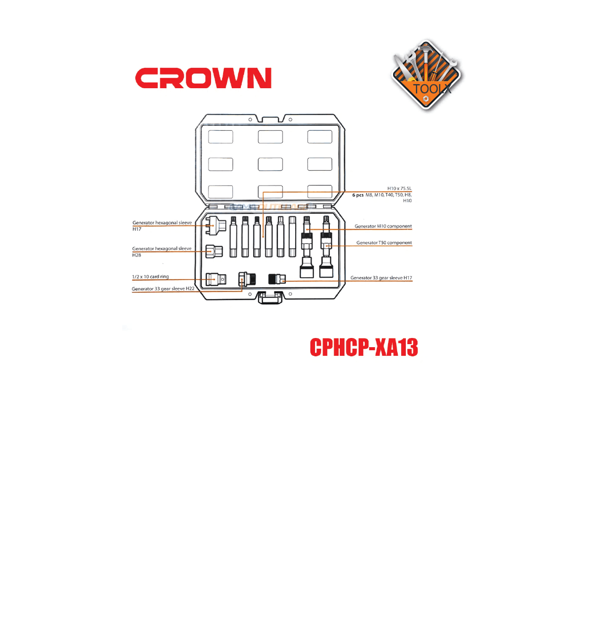 Jeux de Clé Débrayable Alternateur 13PCS CROWN CPHCP-XA13