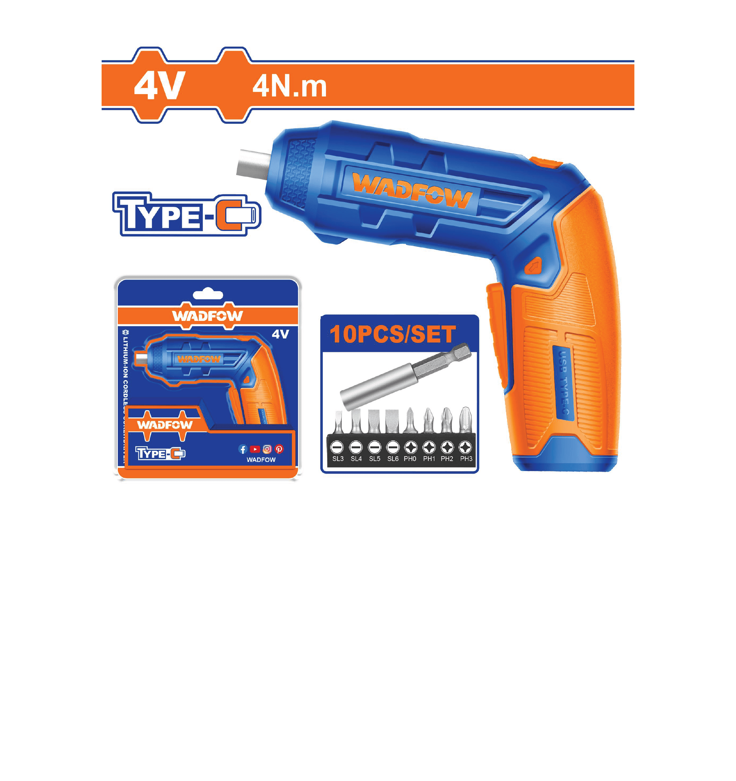 Mini visseuse – tournevis rechargeable 4v WADFOW