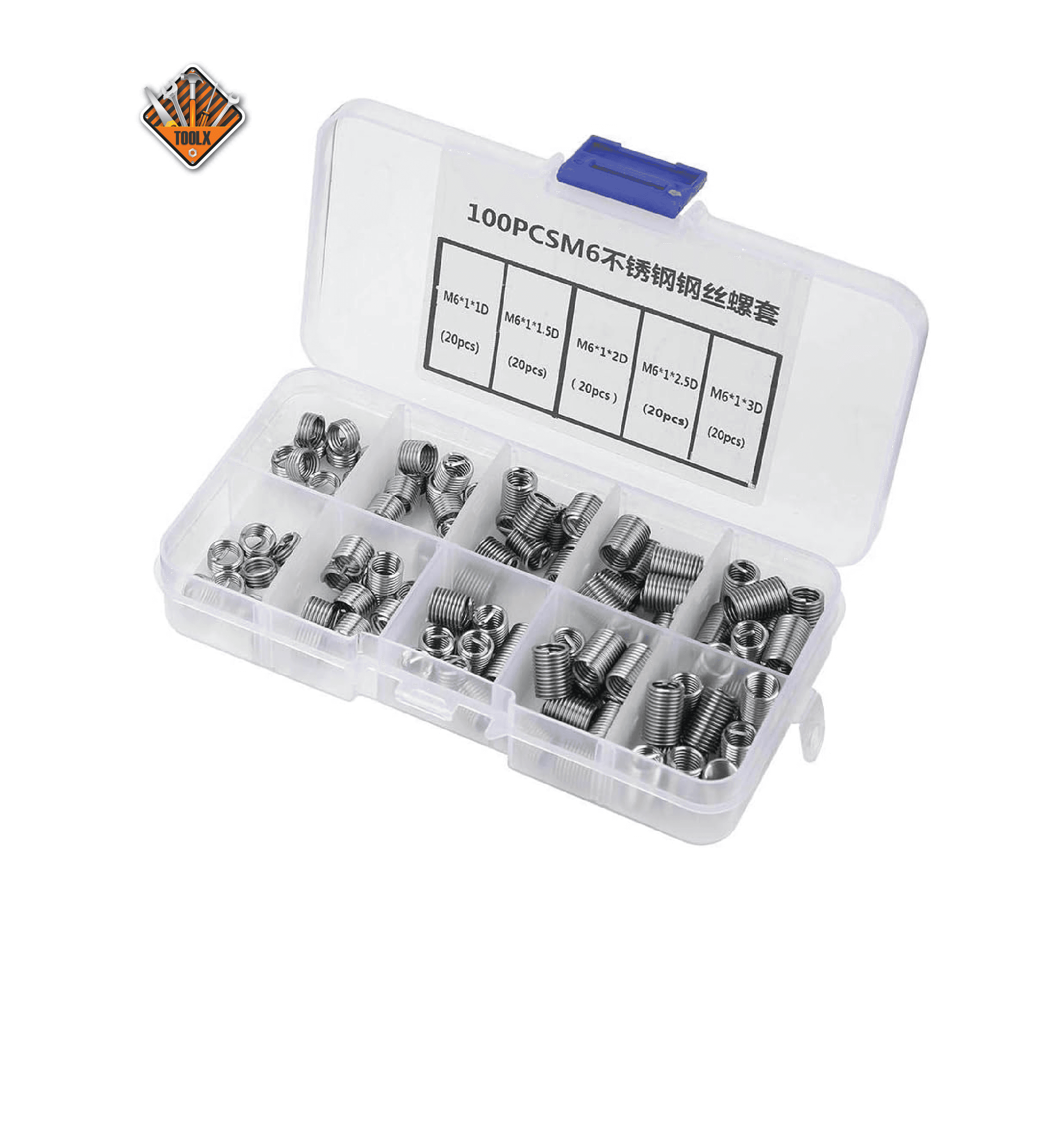 Boîte insert de réparation de filetage M3,M4,M5,M6,M8,M10,M12 125PCS