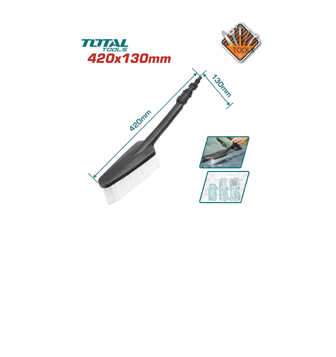 Brosse pour nettoyeur haute pression 429x130mm TOTAL THFB4301