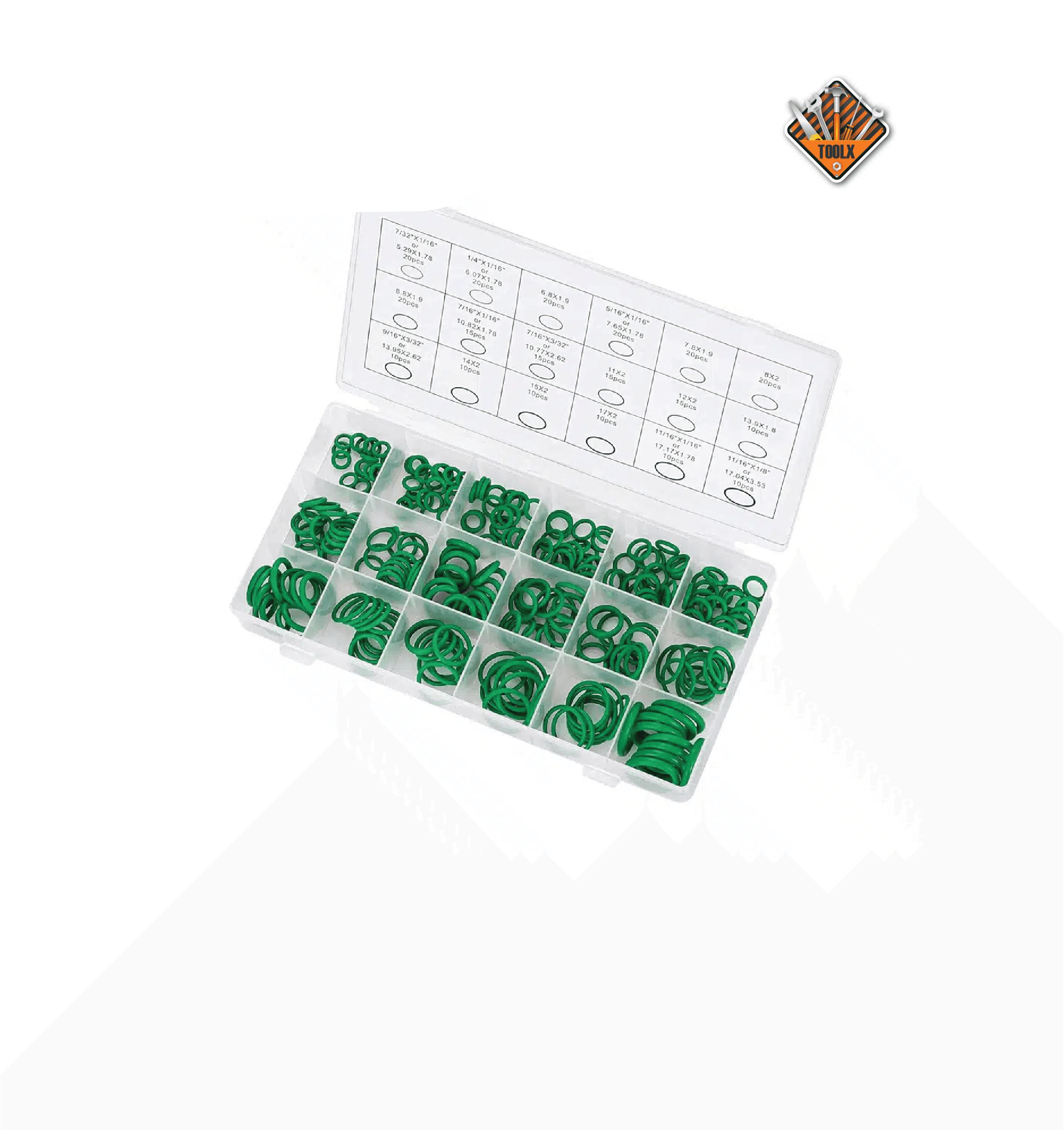 Boîte De joint Torique d’étanchéité vert 270Pcs