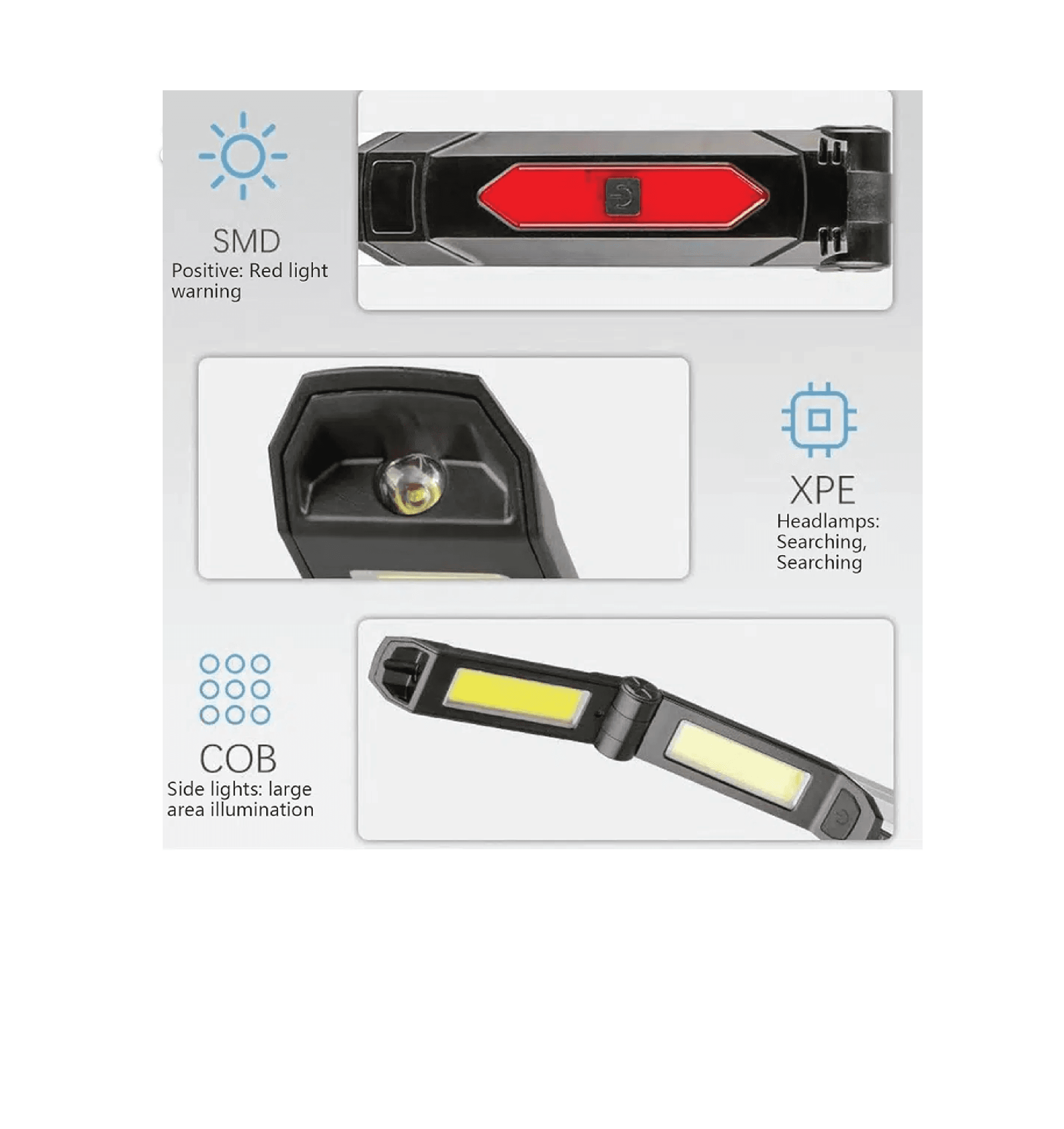 Lampe de travail LED pliable à 180° 4 modes rechargeable 1500 mAh