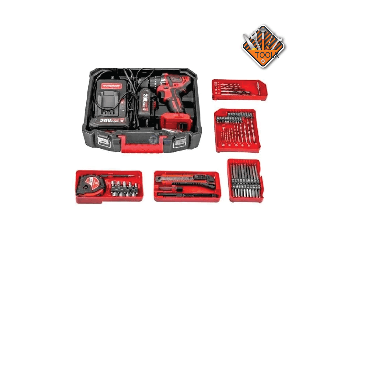 Caisse à outils professionnelle avec visseuse & perceuse à percussion sans fil 2 batterie 20V 2.0Ah 74pcs WORCRAFT CHD-S20LIBAs