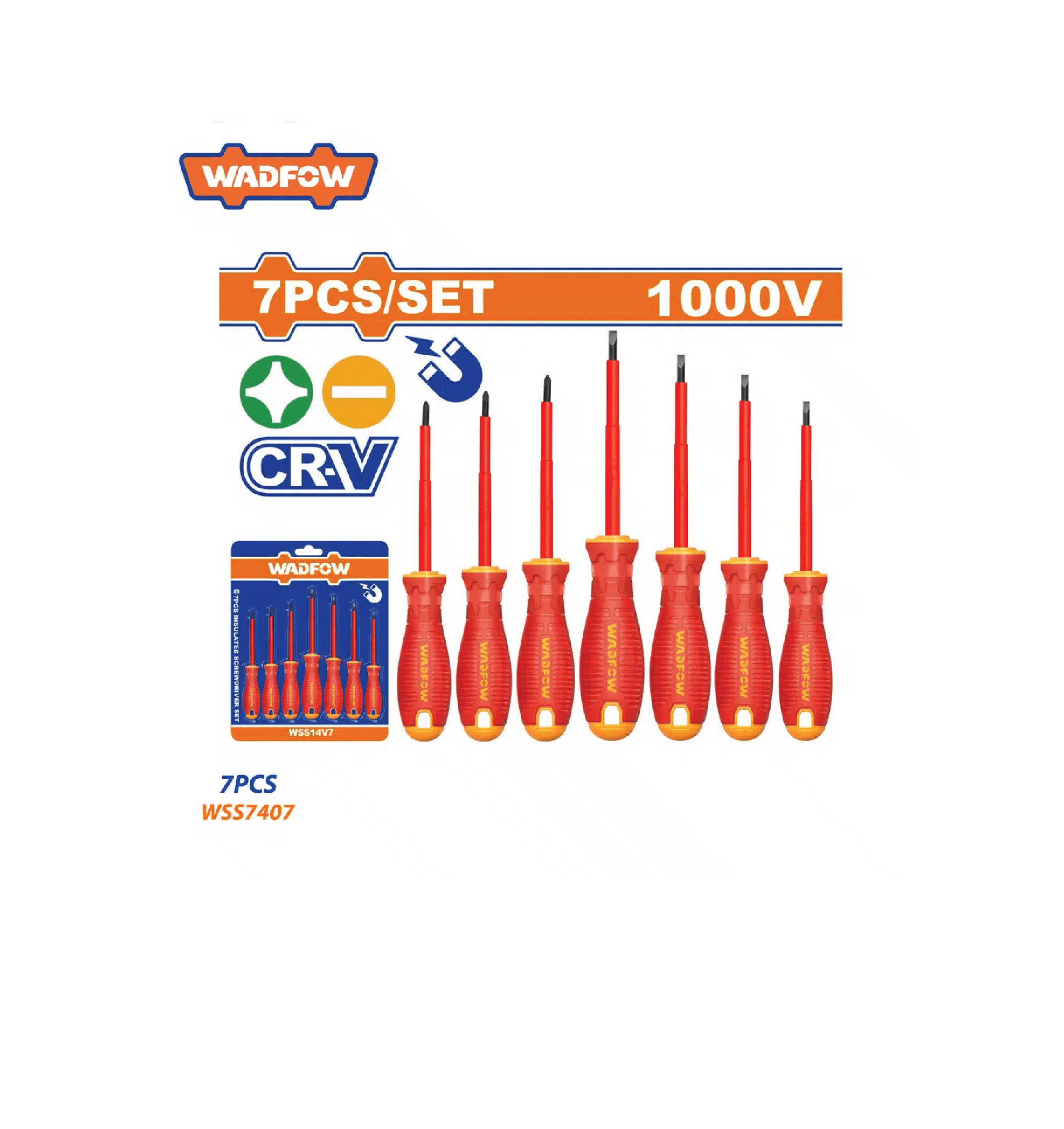 Jeux de tournevis isolée 1000V 7 Pieces WADFOW WSS7407