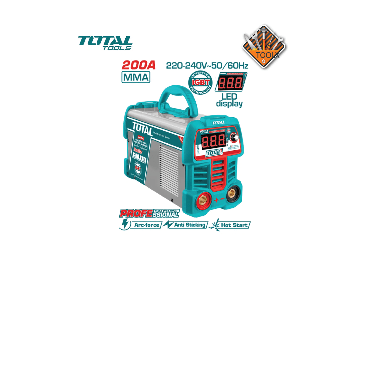 Poste a souder Inverter MMA IGBT 200A TOTAL TW220069