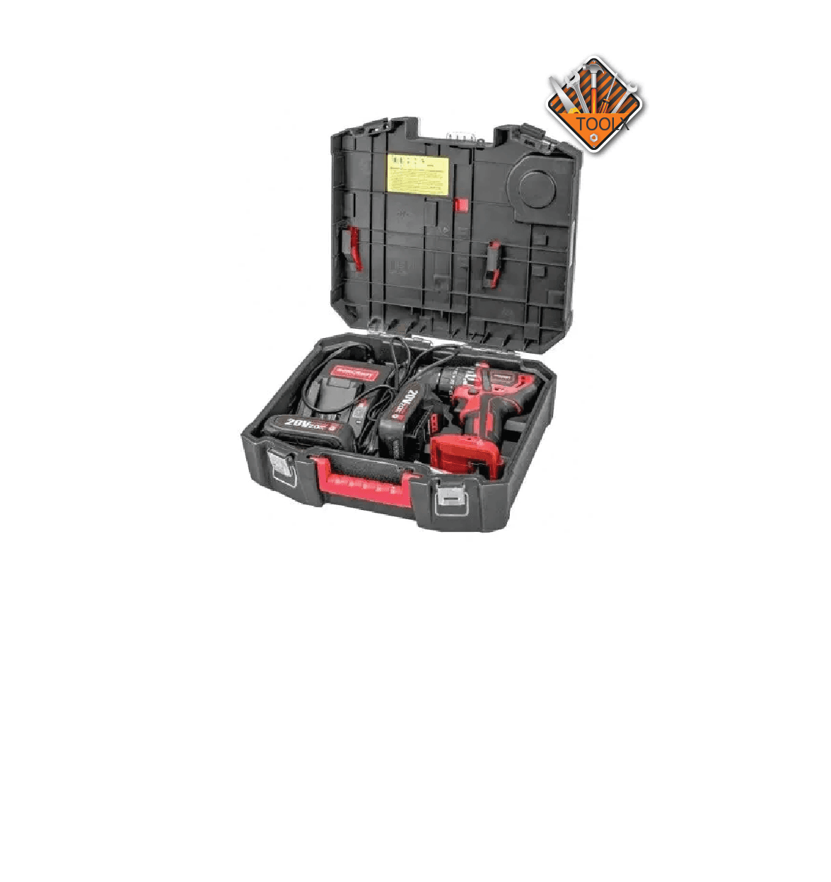 Caisse à outils professionnelle avec visseuse & perceuse à percussion sans fil 2 batterie 20V 2.0Ah 74pcs WORCRAFT CHD-S20LIBAs