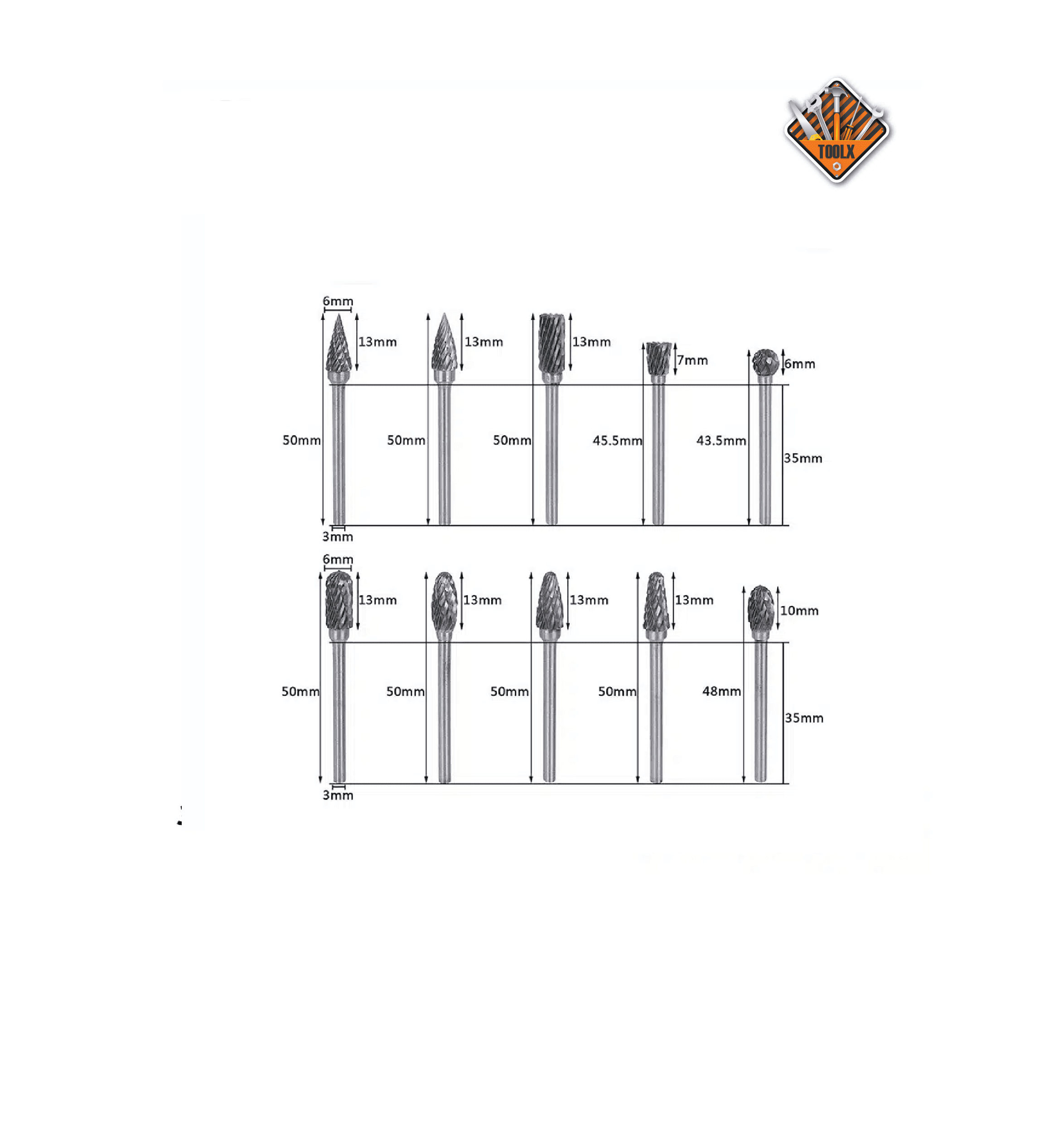 Ensemble de fraises rotatives, 10 pièces