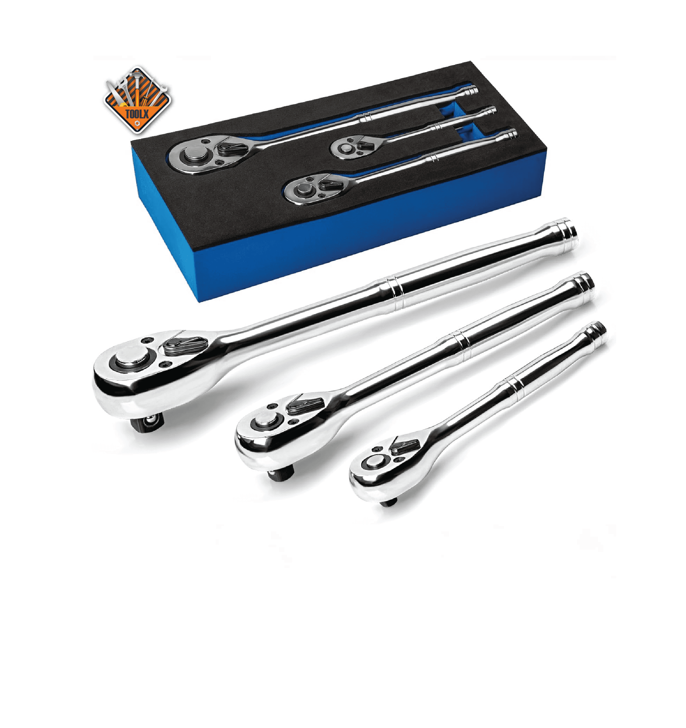 jeux de bras cliquet 1/4″-3/8″-1/2″chrome 3PCS