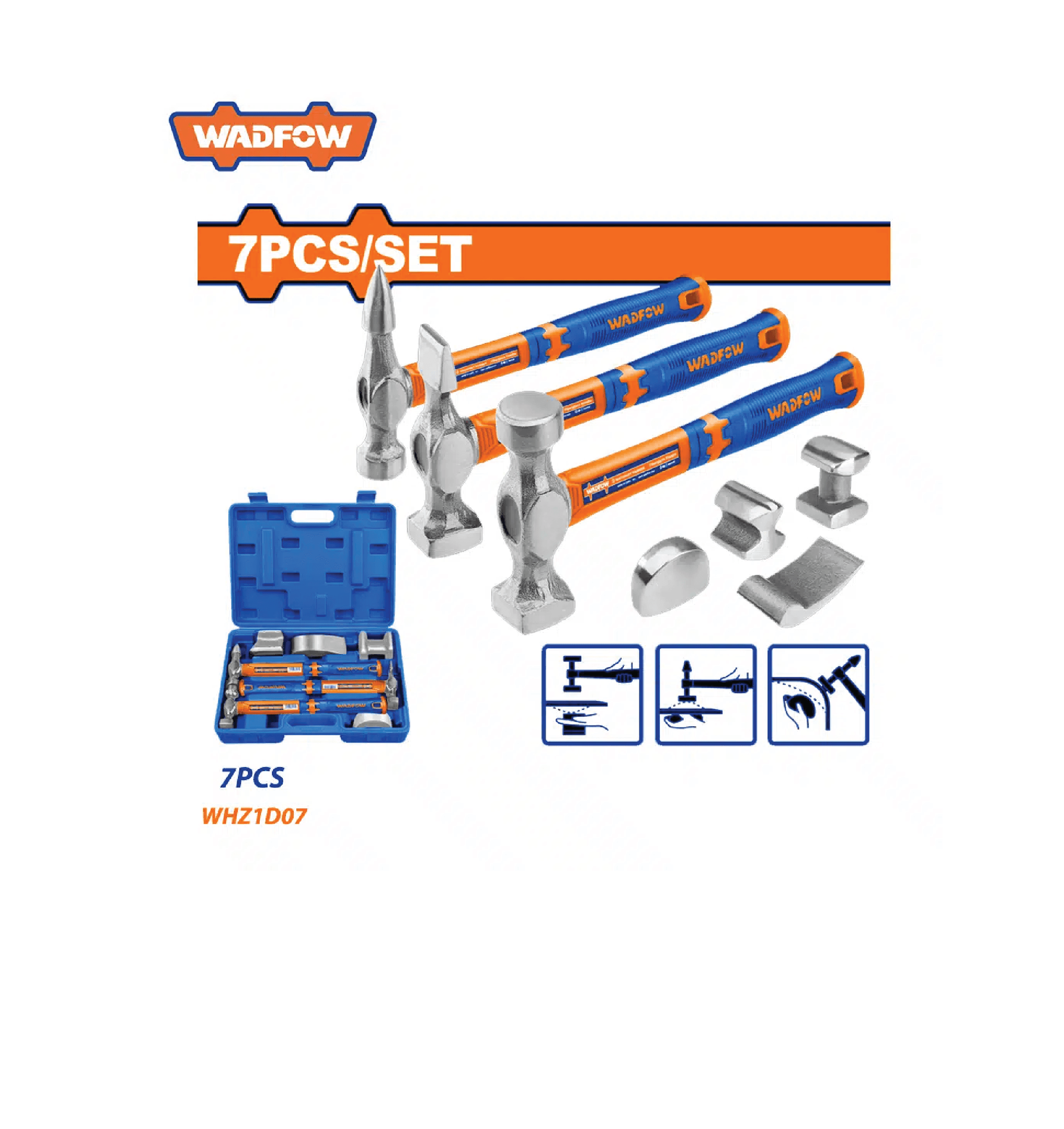 Caisse marteaux de carrosserie tolier 7 pieces WADFOW WHZ1D07 SKU: