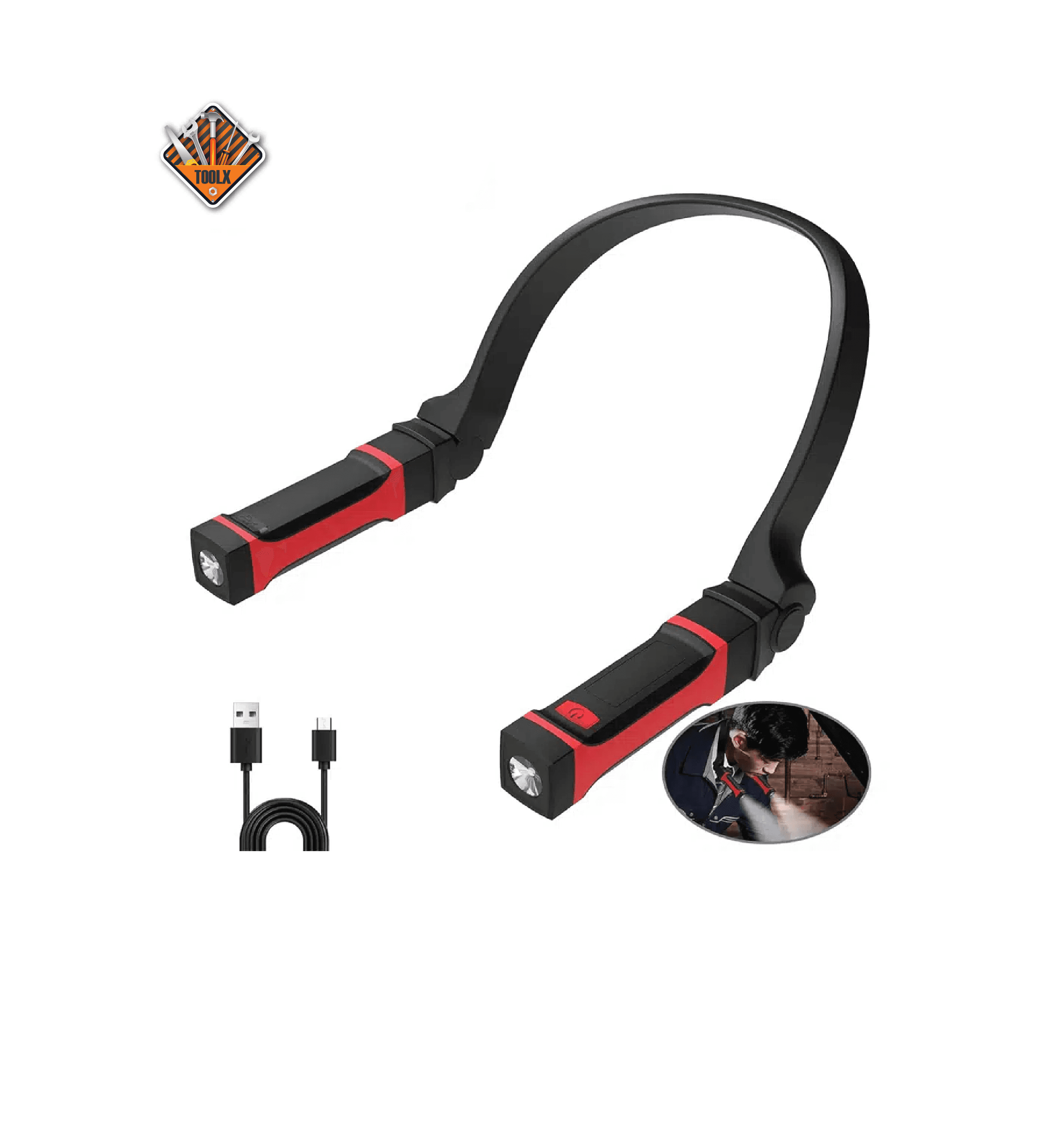 Lampe de cou détachable et rechargeable, lampe de travail LED avec base magnétique, éclairage mains libres, à porter autour du cou