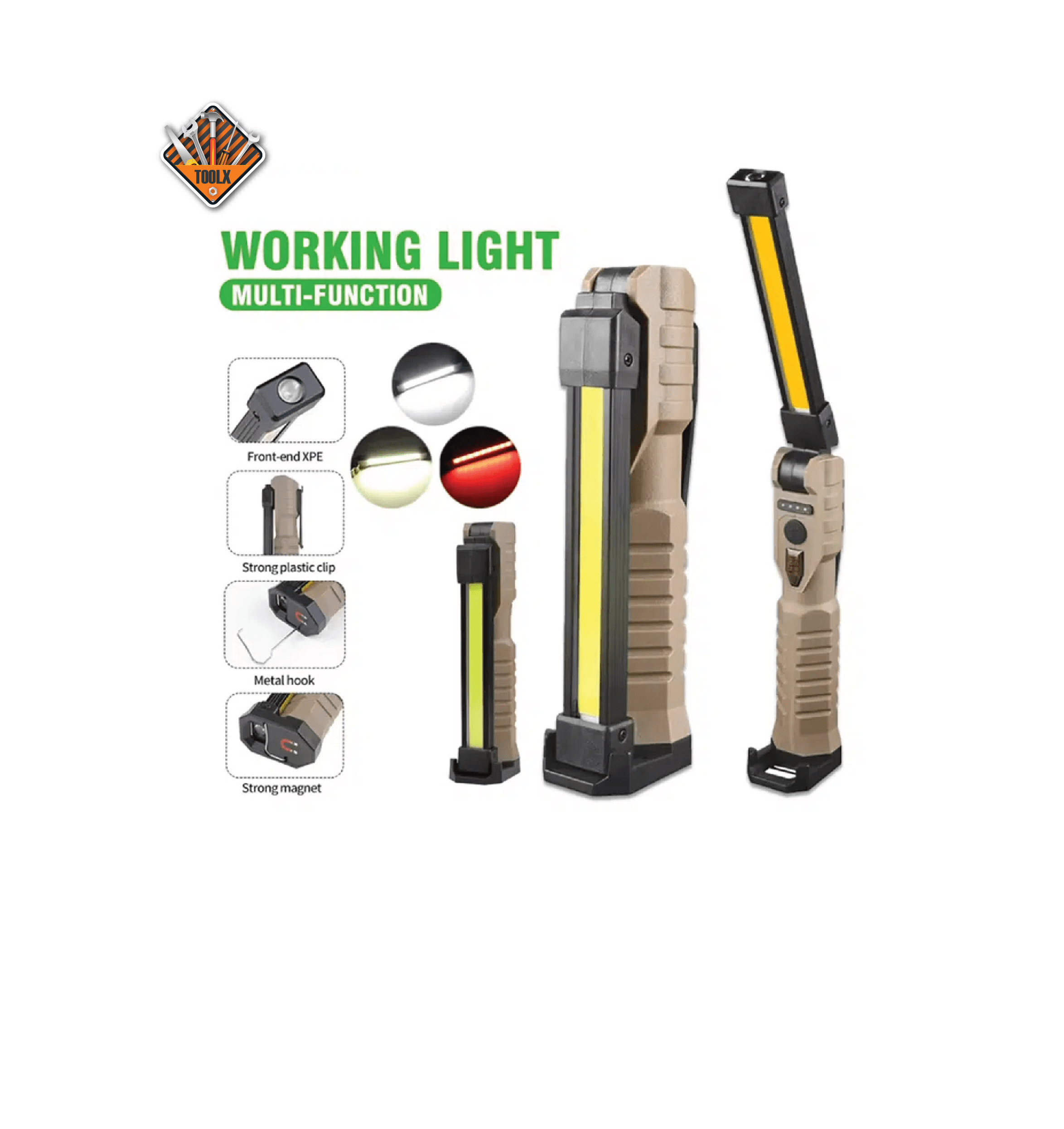 Lampe de poche portable de type C magnétique et pliable 7 modes